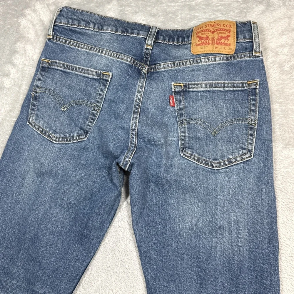 Levis 513 Jeans Mens‎ 30x30 (Fits 30X29) Blue Slim Straight Stretch Denim